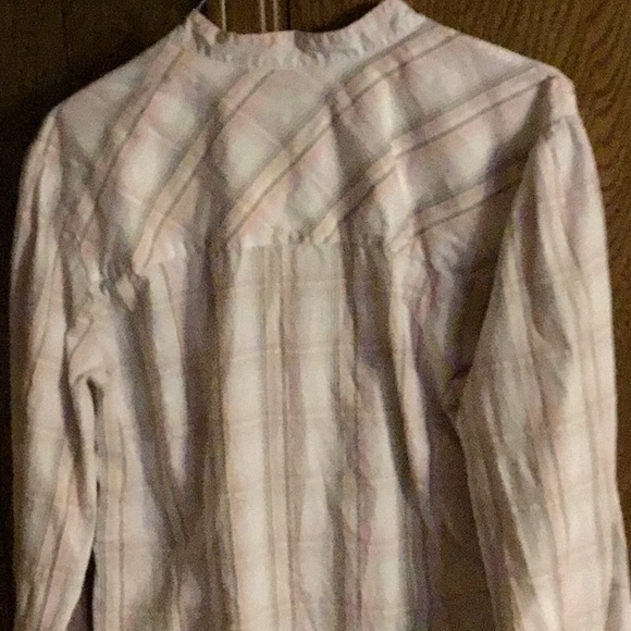 1X Olsen button down pink & gray long sleeves top - Picture 2 of 4